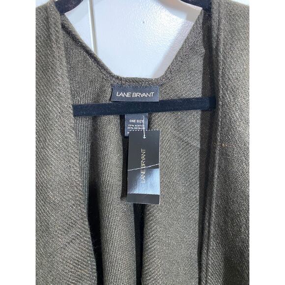 Lane Bryant Brown with Bronze Shimmer Shawl Poncho Wrap Cape Fringe - Picture 3 of 8